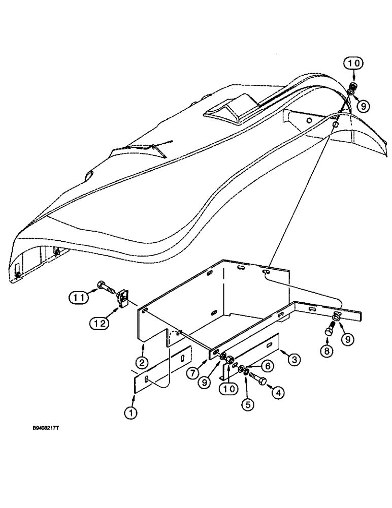 Схема запчастей Case 580L - (9-098) - MUD GUARD (09) - CHASSIS/ATTACHMENTS