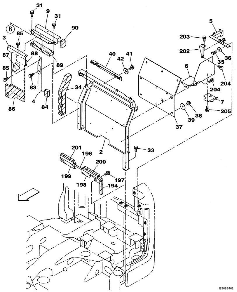 Схема запчастей Case CX80 - (09-12) - FRAMES, COVERS - PARTITION (09) - CHASSIS