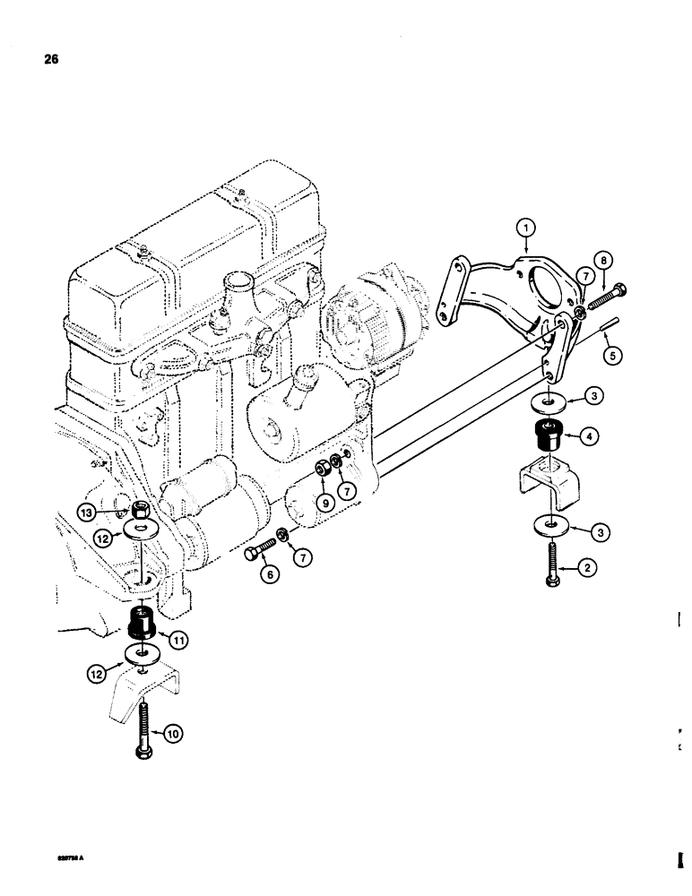 Схема запчастей Case 580SD - (026) - ENGINE MOUNTING (02) - ENGINE