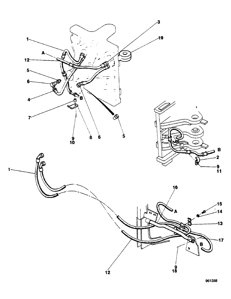 Схема запчастей Case 580G - (247C) - SIDESHIFT BACKHOE - SWING CYLINDER HYDRAULIC CIRCUIT STARTING FROM NO. 3.948.950 (08) - HYDRAULICS