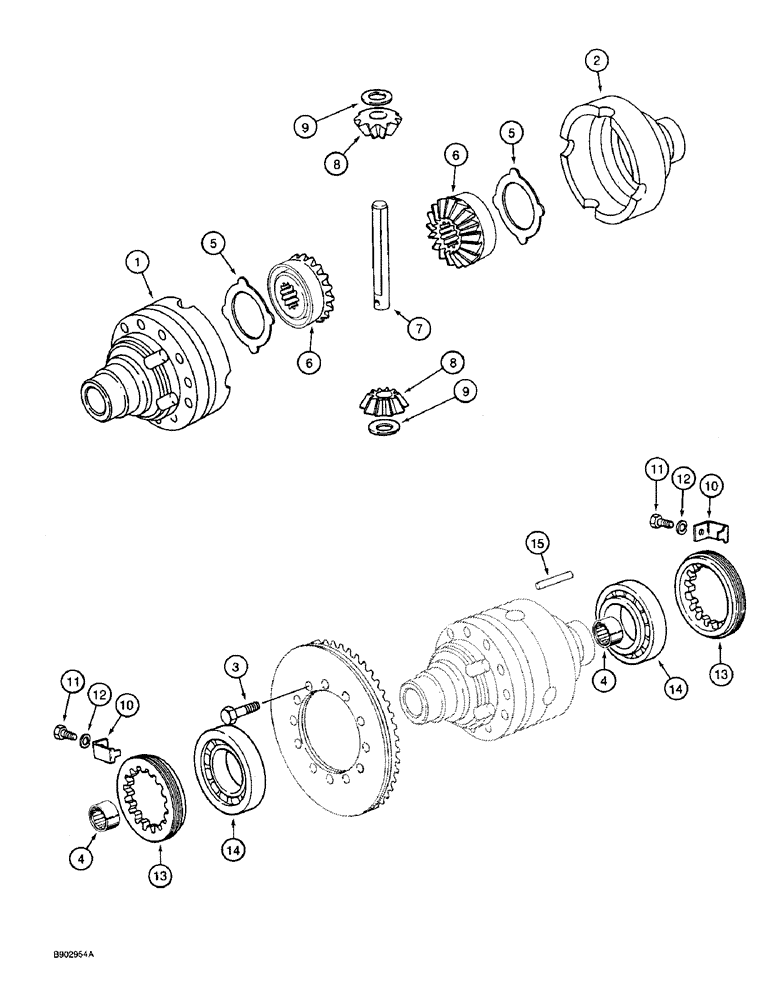 Схема запчастей Case 590 - (6-44) - FRONT DRIVE AXLE, DIFFERENTIAL (06) - POWER TRAIN