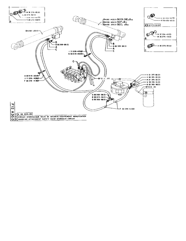Схема запчастей Case 90BCL - (222) - HANDLING ATTACHMENT SAFETY VALVE HYDRAULIC CIRCUIT (07) - HYDRAULIC SYSTEM