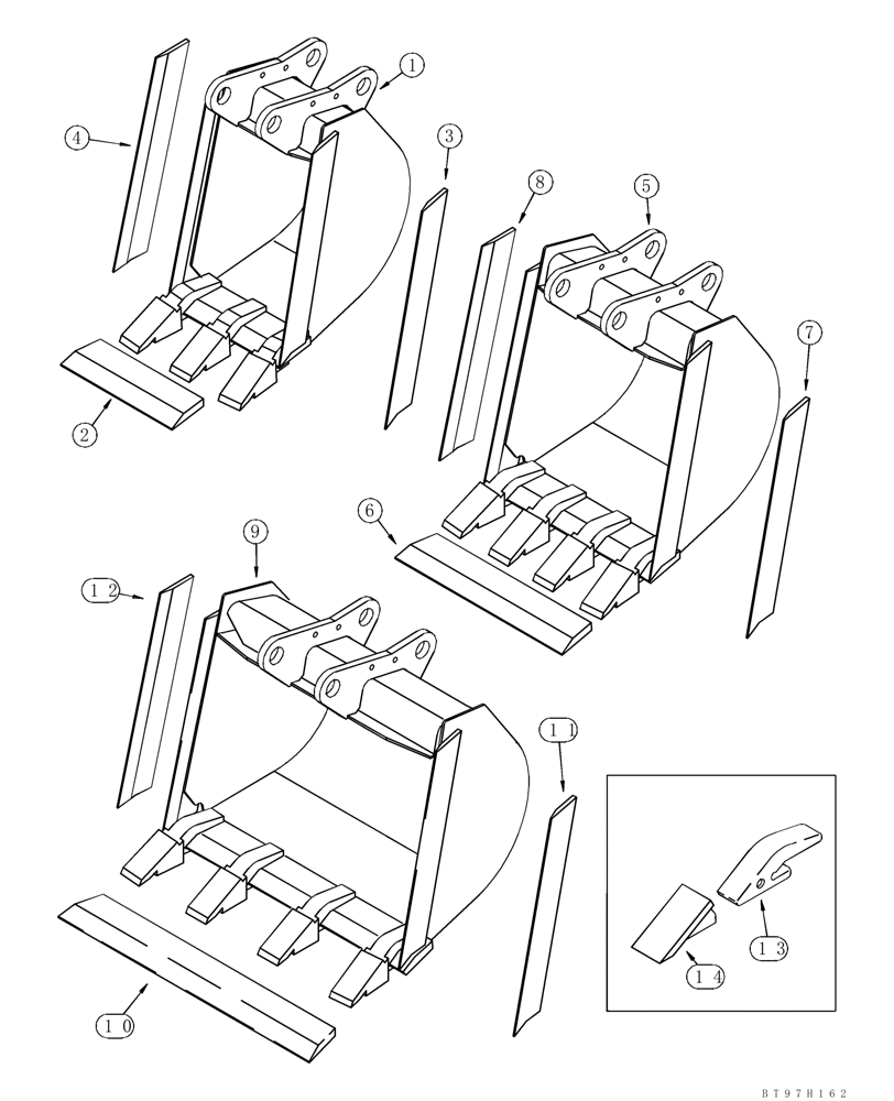 Схема запчастей Case 90XT - (09-45) - BUCKETS - BACKHOE (09) - CHASSIS