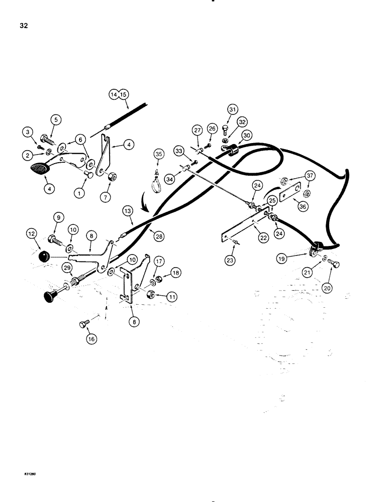 Схема запчастей Case P60 - (032) - THROTTLE AND CHOKE CONTROLS, WISCONSIN GAS ENGINES (10) - ENGINE