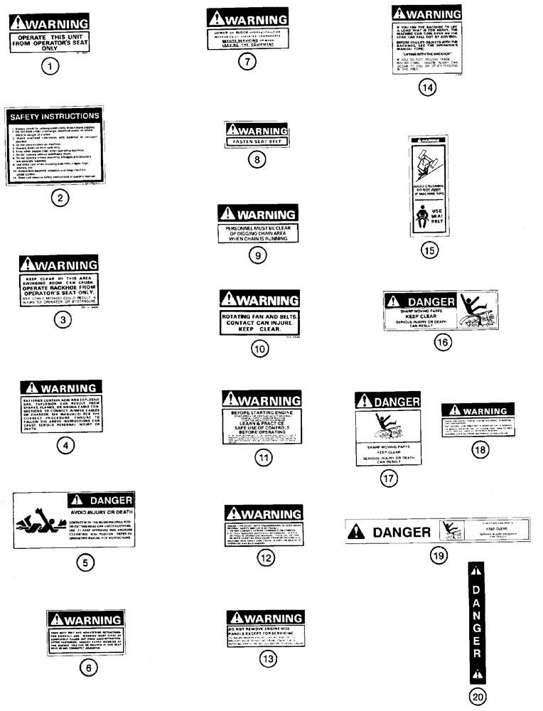 Схема запчастей Case 460 - (9-99E) - DECALS, CAUTION, DANGER, AND WARNING (09) - CHASSIS/ATTACHMENTS