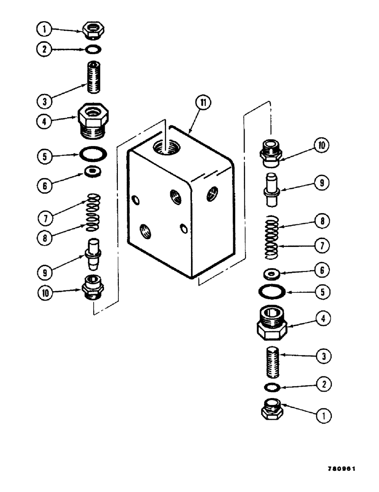 Схема запчастей Case D-70 - (38) - RELIEF AND ANTI-CAVITATION VALVE ASSEMBLY 