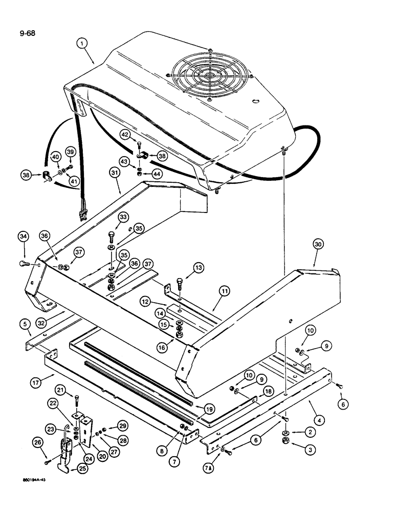 Схема запчастей Case W14B - (9-68) - AIR CONDITIONING CONDENSER AND MOUNTING (09) - CHASSIS/ATTACHMENTS