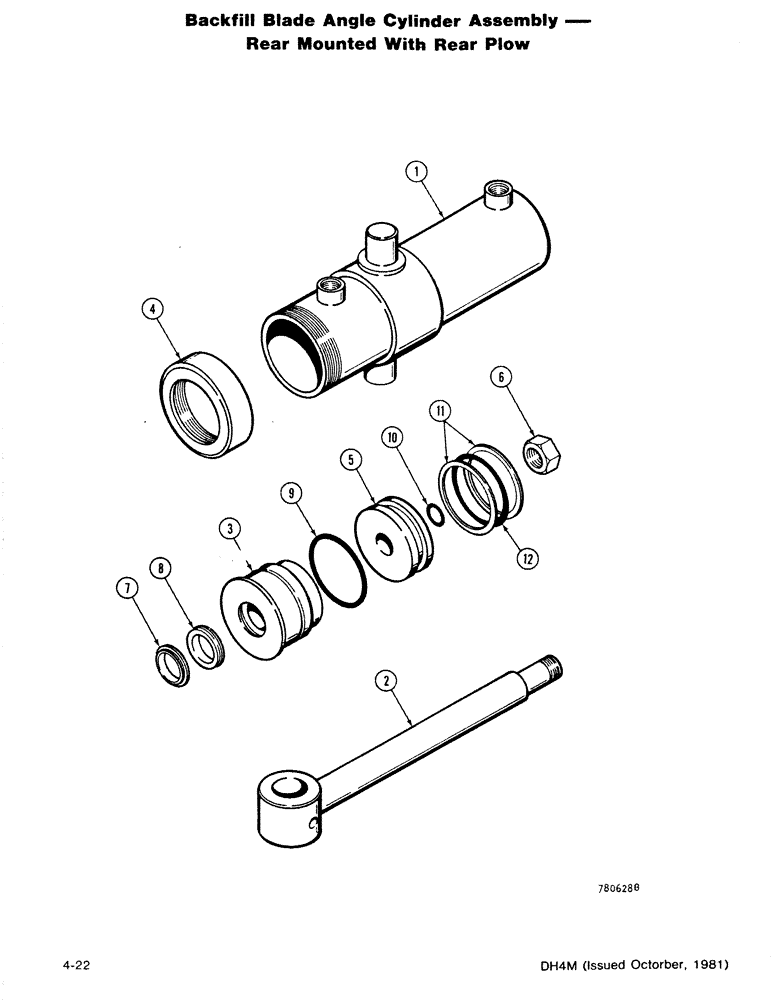Схема запчастей Case DH4B - (4-22) - BACKFILL BLADE ANGLE CYLINDER ASSEMBLY, REAR MOUNTED WITH REAR PLOW (35) - HYDRAULIC SYSTEMS