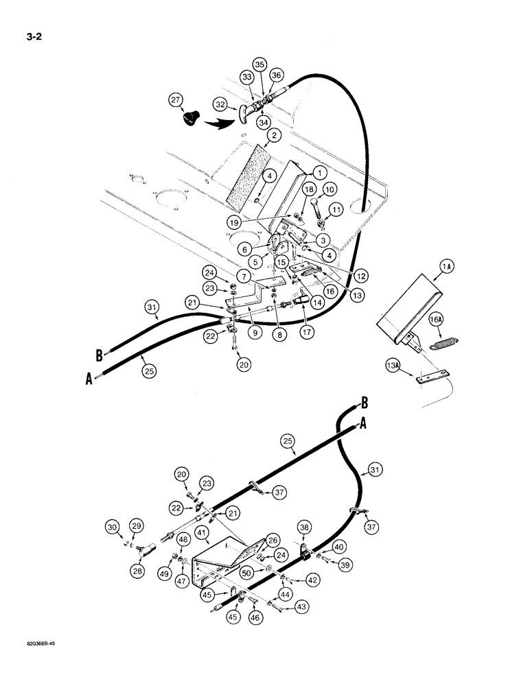 Схема запчастей Case W18B - (3-02) - ACCELERATOR AND LINKAGE, USED ON W18B AND BEFORE W20C P.I.N. 9158850 (03) - FUEL SYSTEM