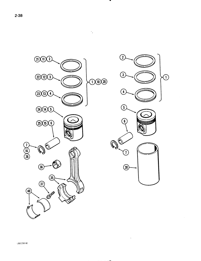Схема запчастей Case W11B - (2-038) - PISTONS, 4T-390 ENGINE, CONNECTING RODS (02) - ENGINE