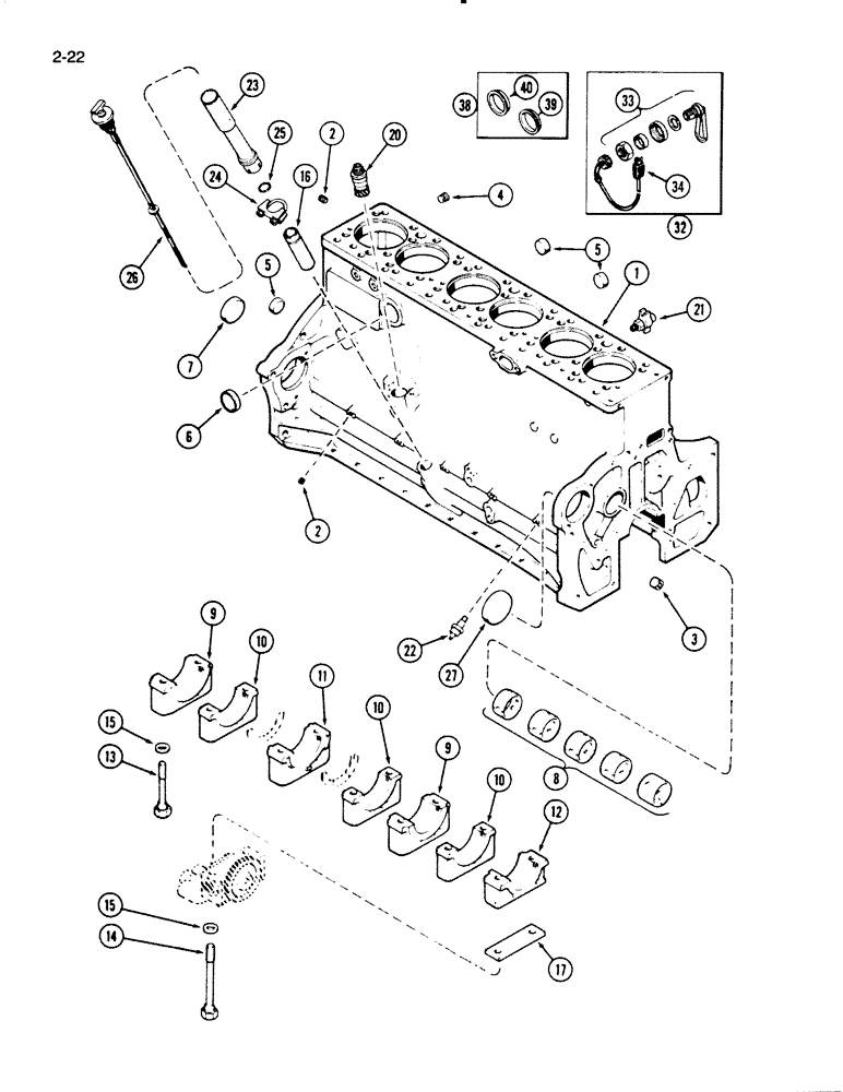 Схема запчастей Case W20C - (2-22) - CYLINDER BLOCK, 504BD AND 504BDT ENGINE (02) - ENGINE