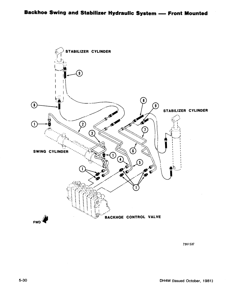 Схема запчастей Case DH4B - (5-30) - BACKHOE SWING AND STABILIZER HYDRAULIC SYSTEM - FRONT MOUNTED (35) - HYDRAULIC SYSTEMS