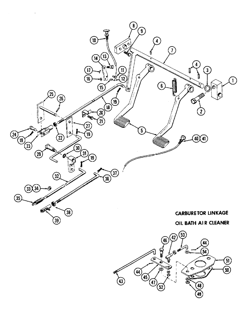 Схема запчастей Case W9A - (044) - FOOT THROTTLE CONTROL, GASOLINE, CARBURETOR LINKAGE - OIL (02) - ENGINE