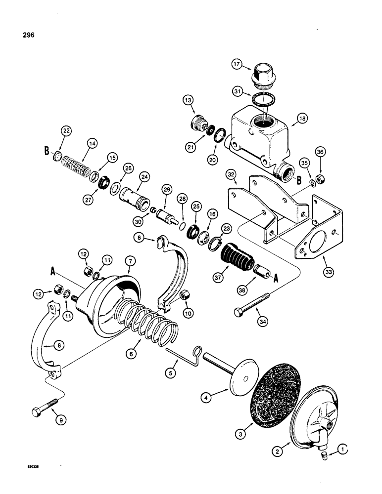 Схема запчастей Case W20 - (296) - L107957 BRAKE ACTUATOR (07) - BRAKES