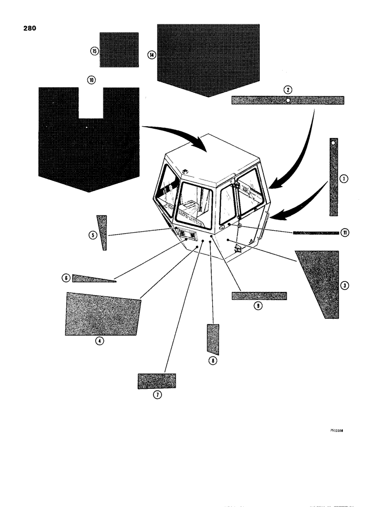 Схема запчастей Case W24B - (280) - NOISE CONTROL PADS, USED BEFORE CAB SN 27750 (09) - CHASSIS