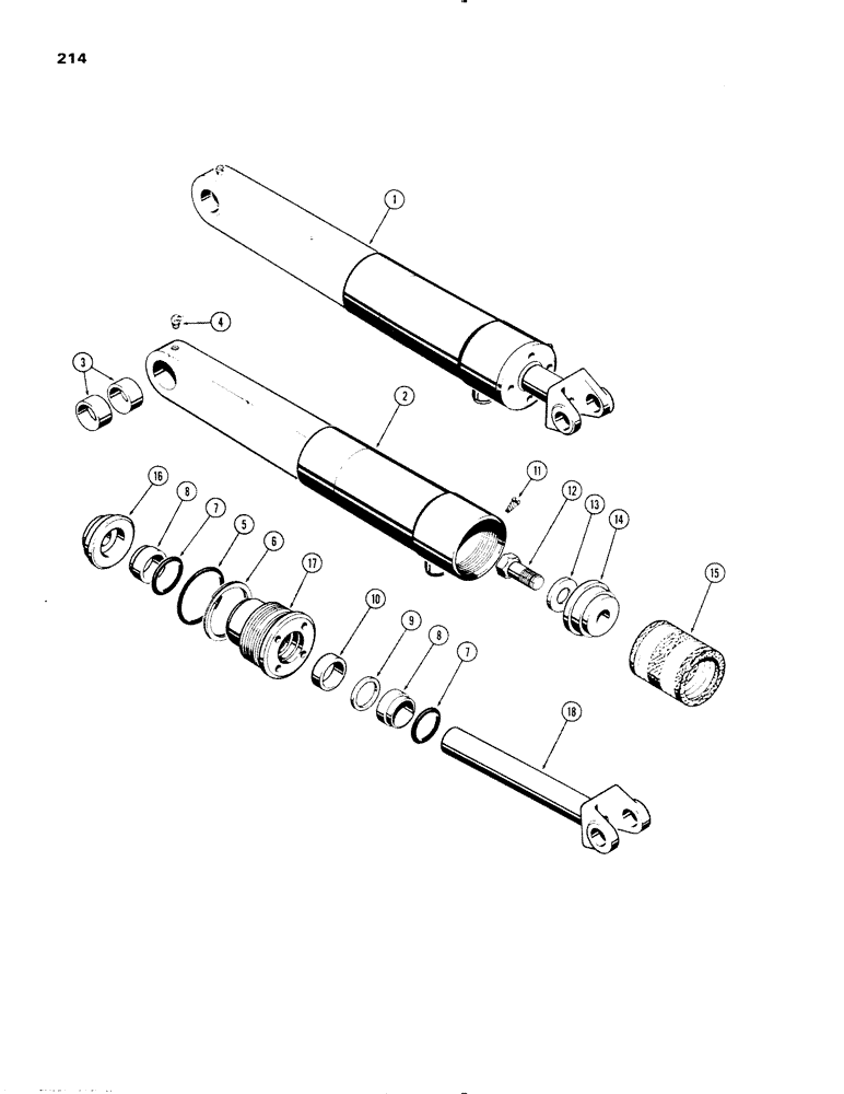 Схема запчастей Case 1150 - (214) - TILT CYLINDER, POWER TILT DOZER, 3-1/2" I.D. X 4-3/16" STROKE W/ SPLIT SNAP IN OUTER ROD WIPER (07) - HYDRAULIC SYSTEM