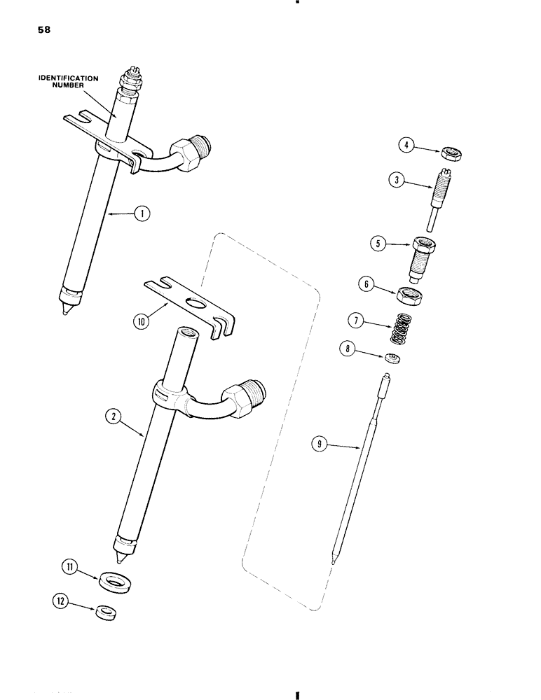 Схема запчастей Case W11 - (058) - INJECTOR NOZZLES, 207 DIESEL ENGINE (03) - FUEL SYSTEM
