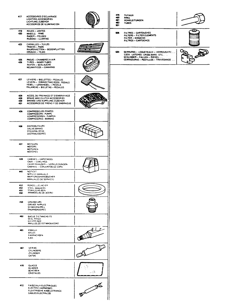 Схема запчастей Case LC80M - (001E) - LIST OF PARTS FAMILIES - CONTINUED 