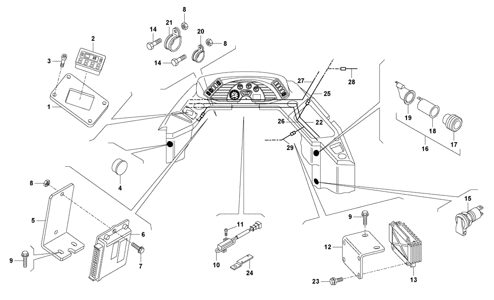 Схема запчастей Case 327B - (67A00001647[001]) - PARTS, INSTRUMENT PANEL (UNTIL P.I.N. HHD0327BN7PG56092) (87518800) (13) - Electrical System / Decals