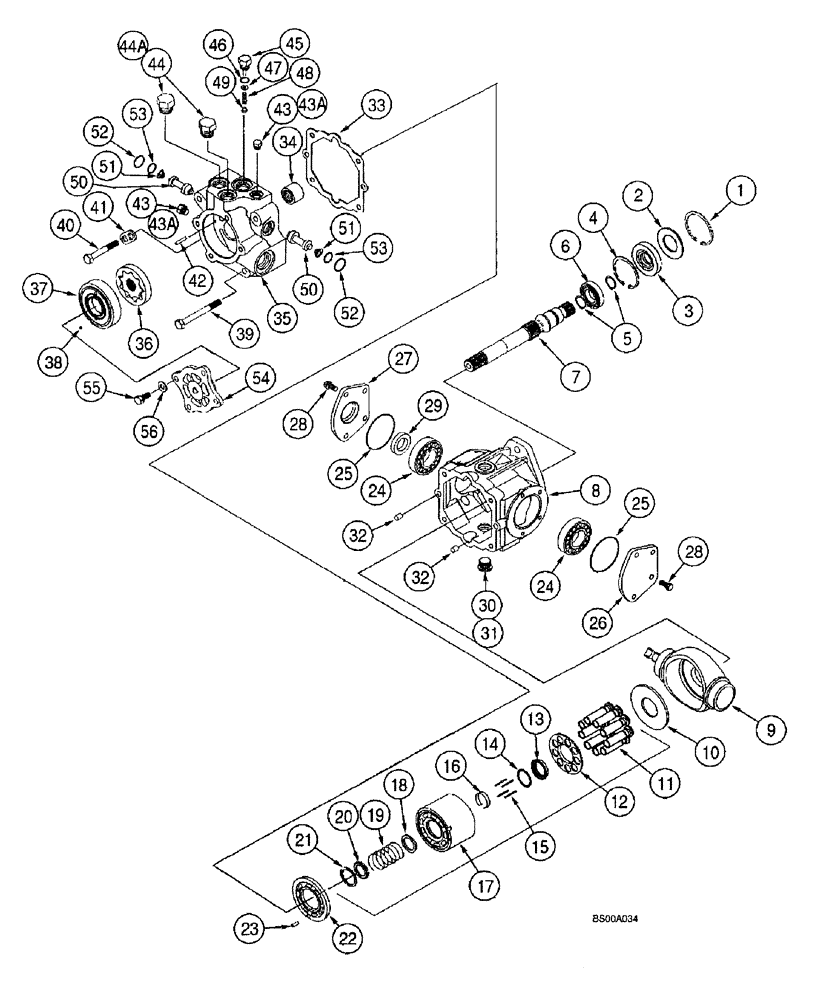Схема запчастей Case 360 - (6-13E) - GROUND DRIVE PUMP (06) - POWER TRAIN