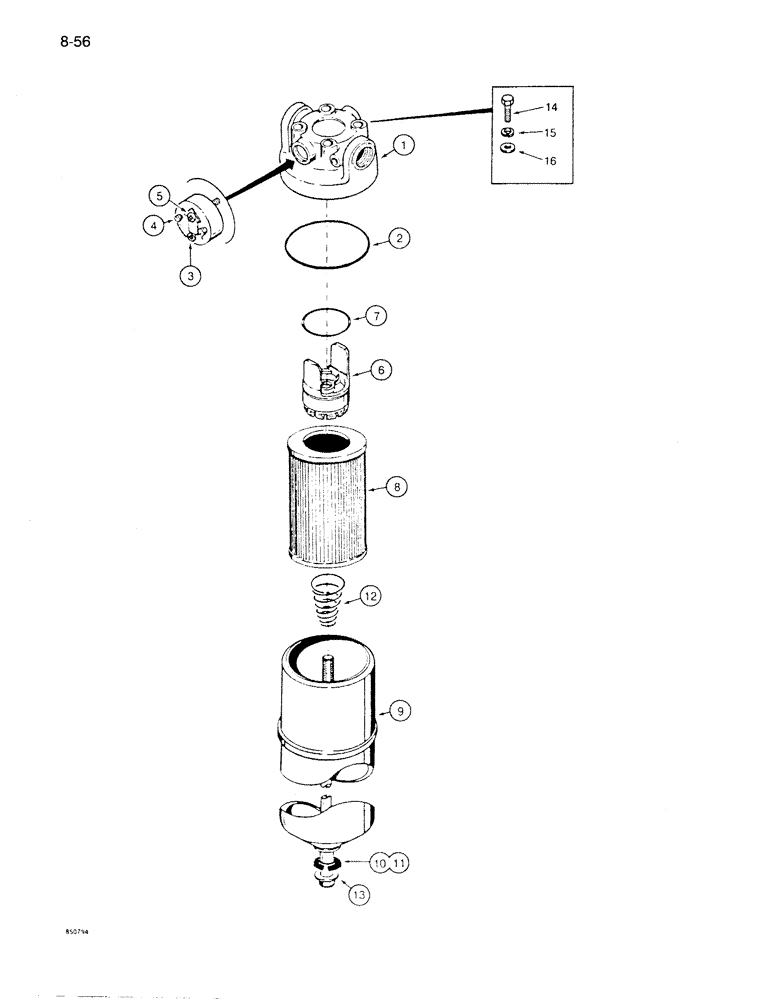 Схема запчастей Case 1085B - (8-056) - HYDRAULIC OIL FILTER (08) - HYDRAULICS