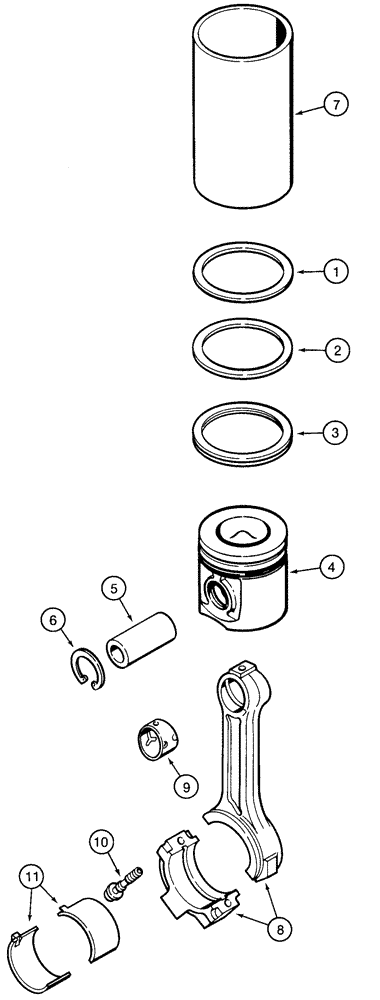 Схема запчастей Case 9020 - (2-42) - PISTONS AND CONNECTING RODS, 4TA-390 ENGINE, CONNECTING RODS (02) - ENGINE