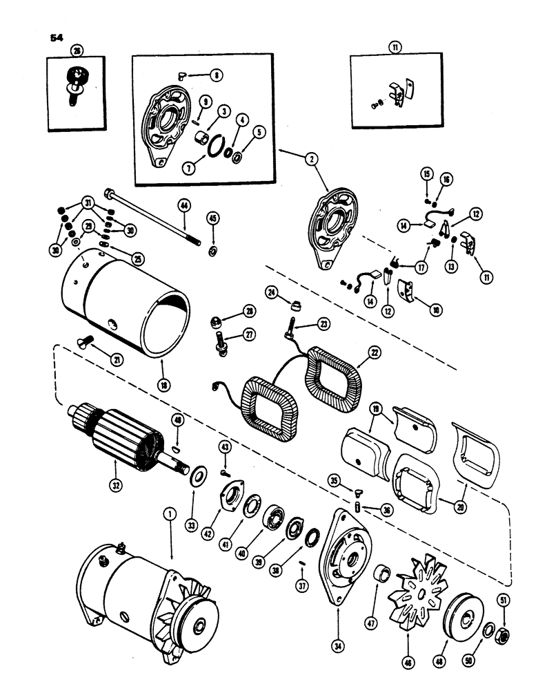 Схема запчастей Case 450 - (054) - D27034 GENERATOR, (188) DIESEL ENGINE, VENTILATED TYPE (06) - ELECTRICAL SYSTEMS