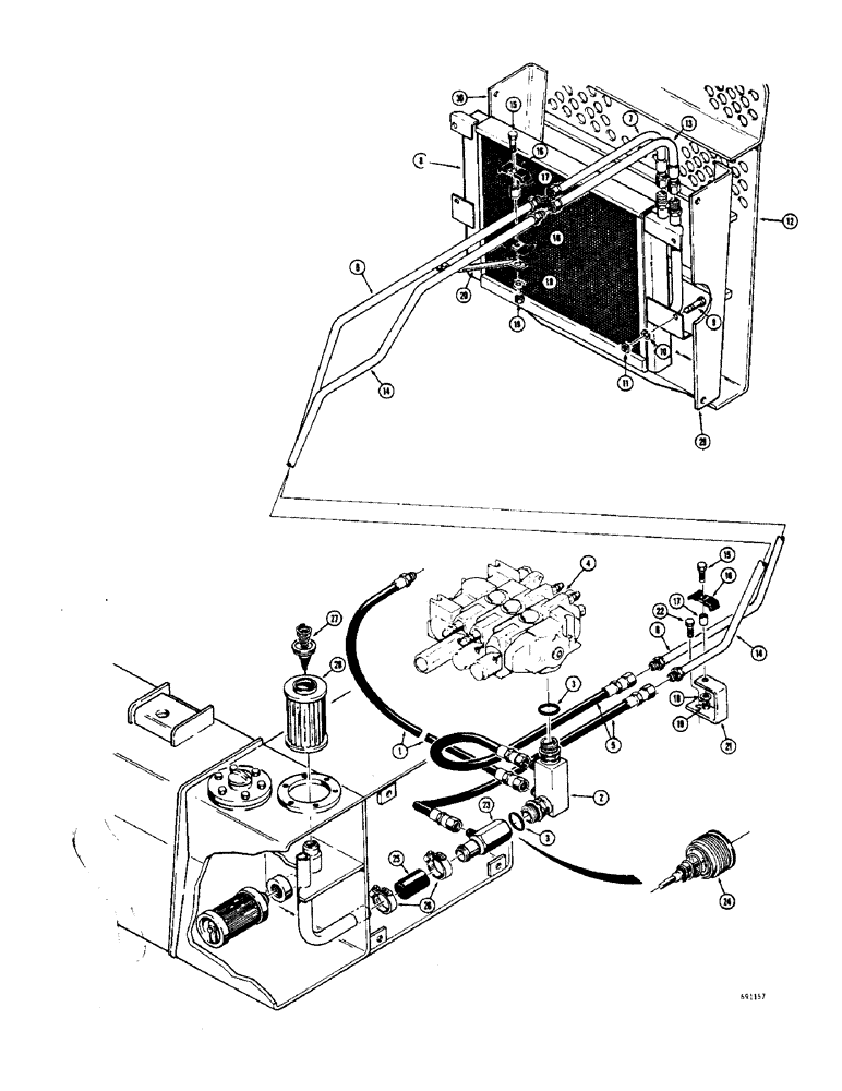 Схема запчастей Case 36 - (28) - HYDRAULIC OIL COOLING SYSTEM 
