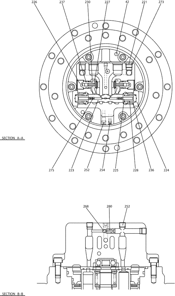 Схема запчастей Case CX50B - (07-022) - MOTOR ASSY (PROPELLING) (35) - HYDRAULIC SYSTEMS