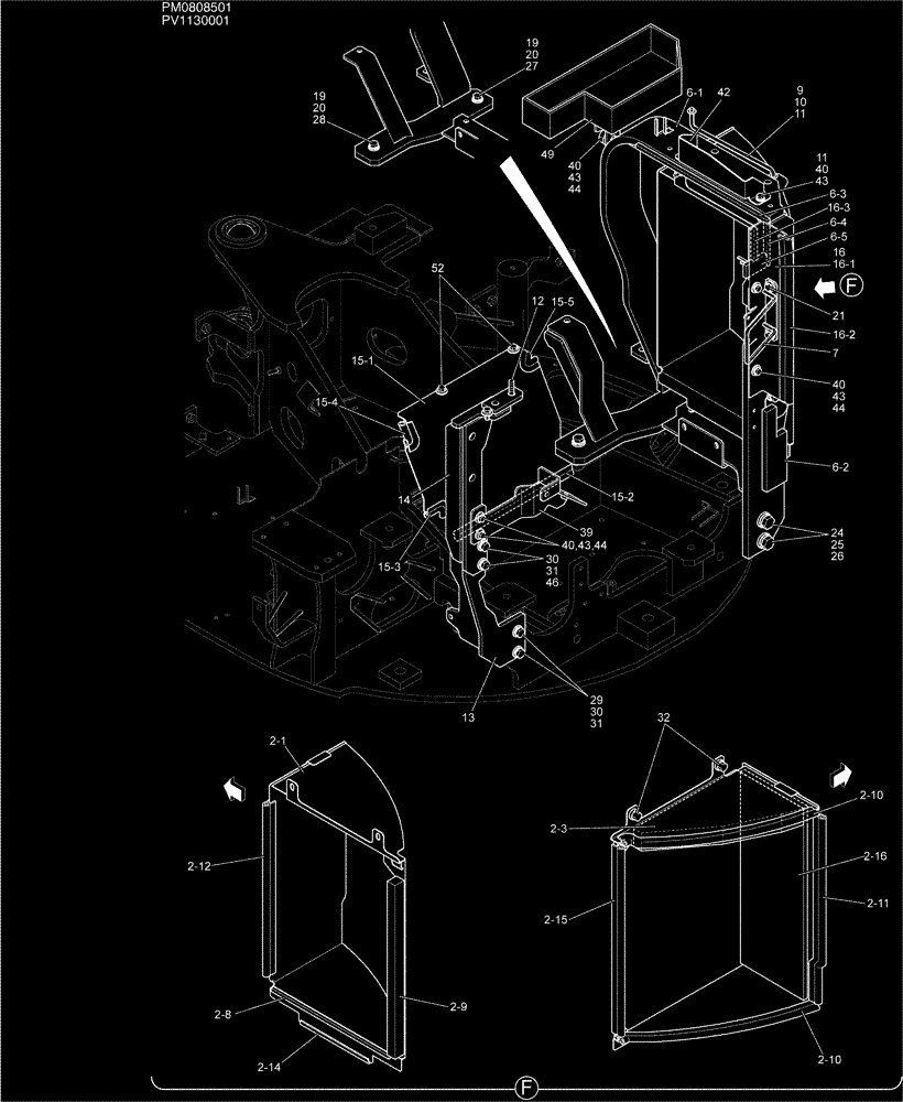 Схема запчастей Case CX27B - (01-068) - GUARD INSTAL (CAB) (90) - PLATFORM, CAB, BODYWORK AND DECALS