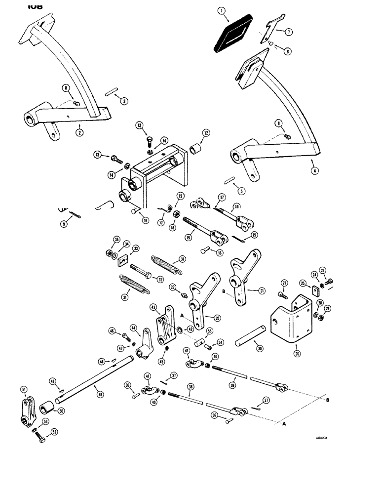 Схема запчастей Case 680CK - (108) - BRAKE PEDALS AND LINKAGE (33) - BRAKES & CONTROLS