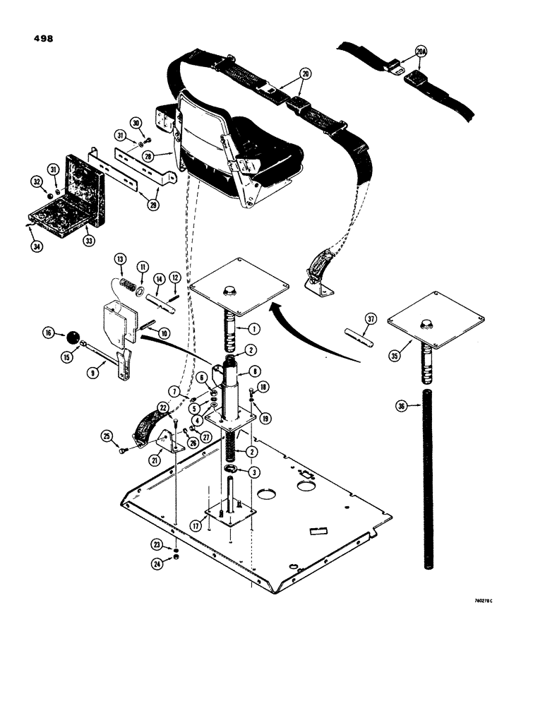 Схема запчастей Case 580C - (498) - SEAT MOUNTING PARTS AND SEAT BELTS (09) - CHASSIS/ATTACHMENTS