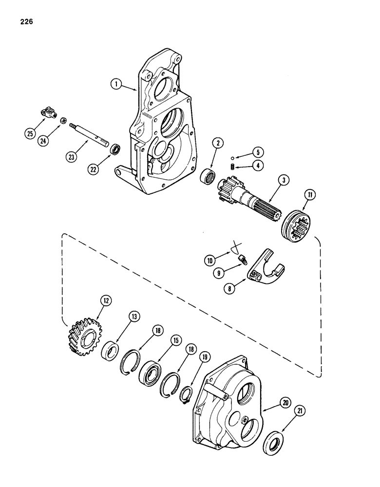 Схема запчастей Case 586D - (226) - TRANSAXLE SHIFT MECHANISM AND OUTPUT SHAFT, TRANSMISSION SERIAL NO. 16249203 AND AFTER, 4WD (27) - REAR AXLE SYSTEM