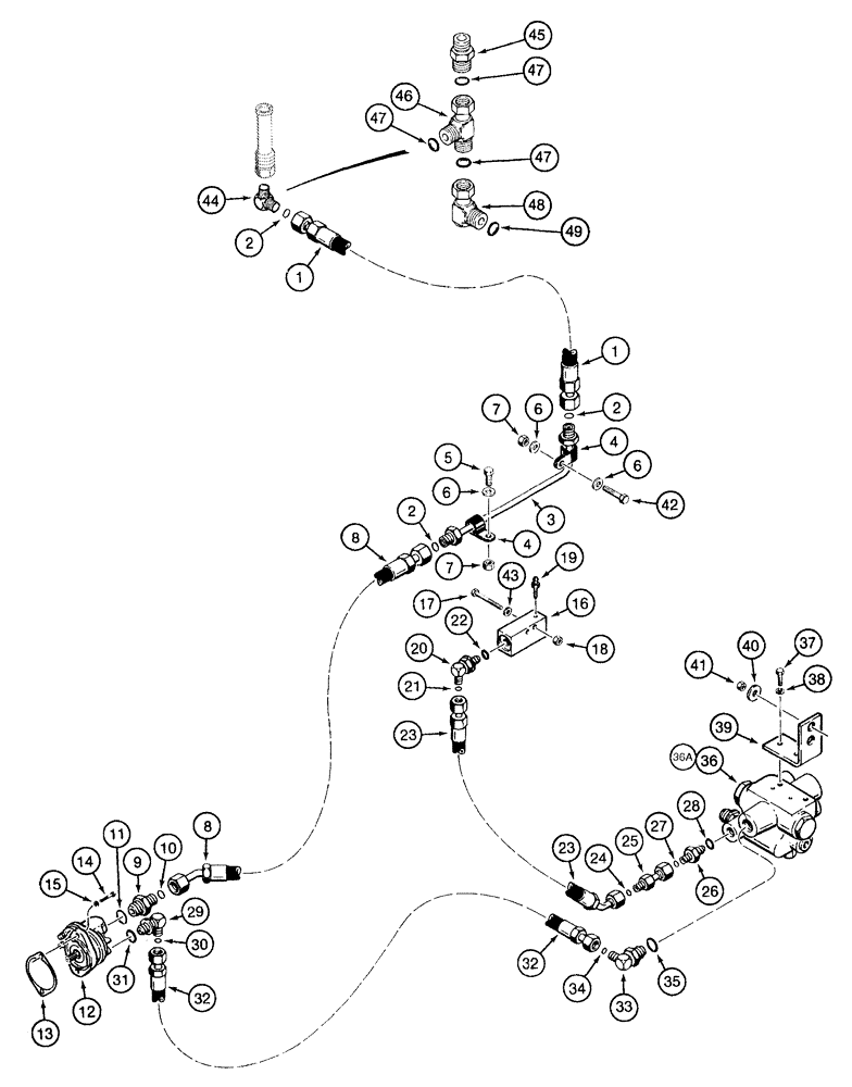 Схема запчастей Case 921B - (7-008) - MAIN BRAKE HYDRAULIC CIRCUIT - RESERVOIR TO PUMP TO ACCUMULATOR VALVE (07) - BRAKES