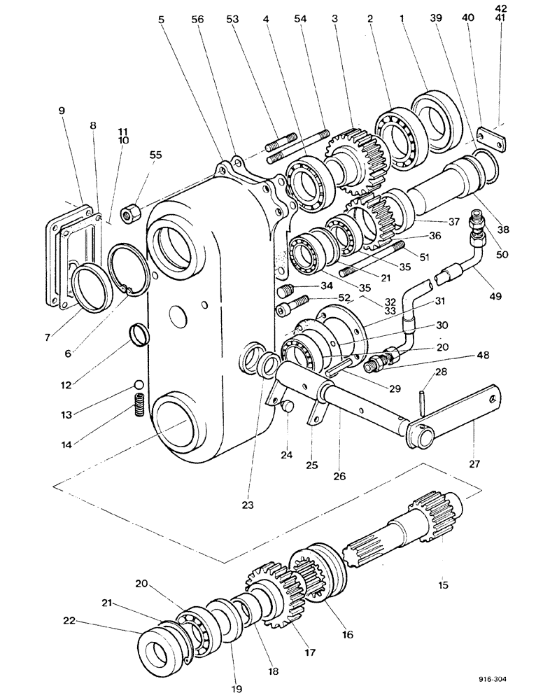 Схема запчастей Case 580F - (102) - DROP BOX (23) - FOUR WHEEL DRIVE SYSTEM