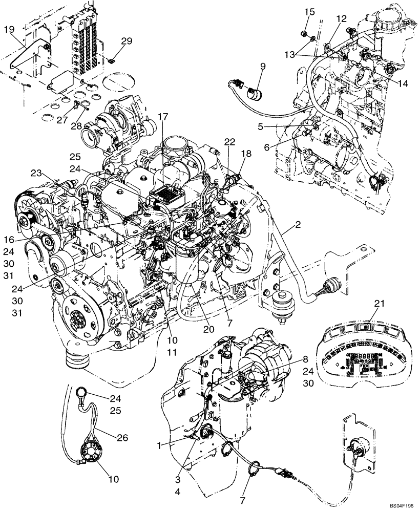 Схема запчастей Case 521D - (04-15A) - HARNESS - ENGINE - GRID HEATER (04) - ELECTRICAL SYSTEMS