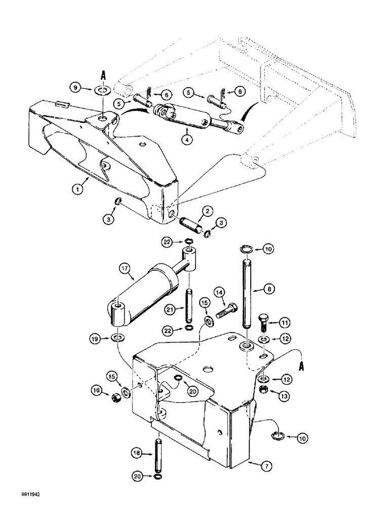 Схема запчастей Case 860 - (9-084) - BACKFILL BLADE MOUNTING BRACKET AND FRAME (09) - CHASSIS/ATTACHMENTS