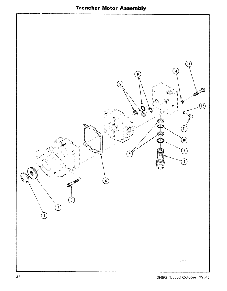 Схема запчастей Case DH5 - (32) - TRENCHER MOTOR ASSEMBLY (35) - HYDRAULIC SYSTEMS