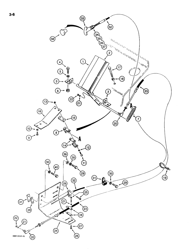 Схема запчастей Case W18B - (3-06) - ACCELERATOR AND LINKAGE, USED ON W18B AND ON W20C P.I.N. 9158850 AND AFTER (03) - FUEL SYSTEM