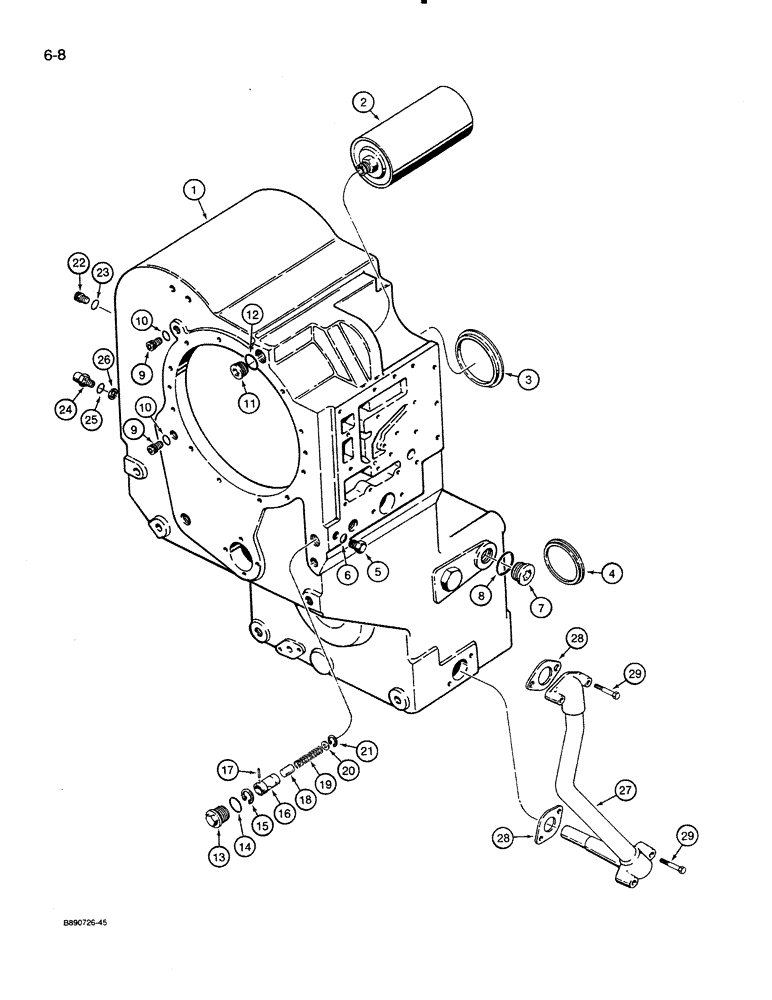 Схема запчастей Case 821 - (6-008) - TRANSMISSION ASSEMBLY, HOUSING, PRIOR TO P.I.N. JAK0024165 (06) - POWER TRAIN