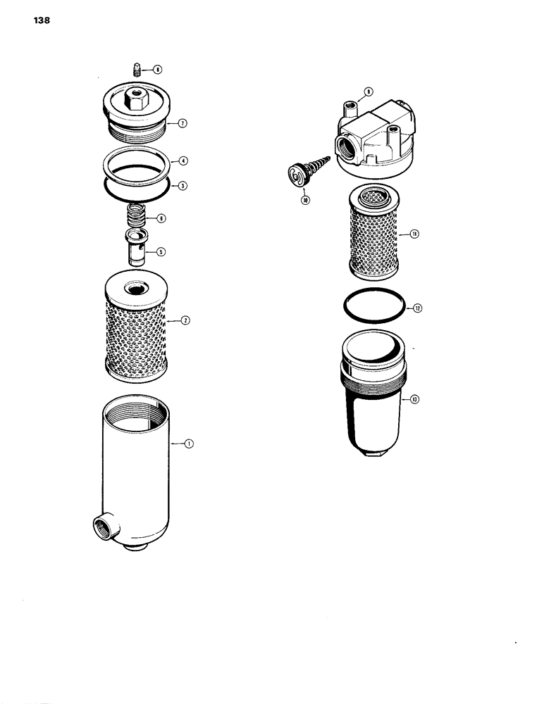 Схема запчастей Case 1150B - (138) - G102705 TRANSMISSION OIL FILTER (PRESSURE LINE) (03) - TRANSMISSION