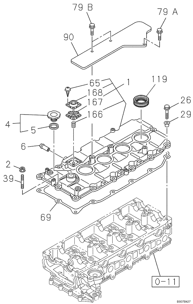 Схема запчастей Case CX135SR - (02-09) - COVER - CYLINDER HEAD (02) - ENGINE