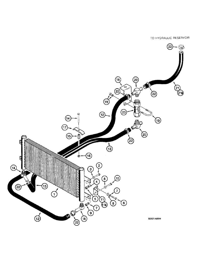 Схема запчастей Case W36 - (5-212) - STEERING HYDRAULIC CIRCUIT, OIL COOLER TO RESERVOIR (05) - STEERING