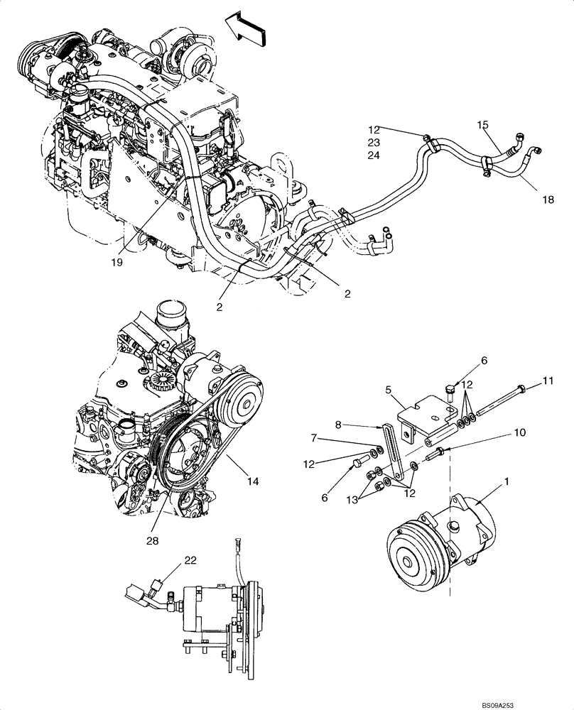 Схема запчастей Case 750L - (09-35) - CAB- AIR CONDITIONING COMPRESSOR (09) - CHASSIS/ATTACHMENTS