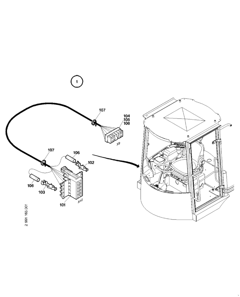 Схема запчастей Case 21E - (32.884[2991165000]) - ANTI-THEFT DEVICE WIRE HARNESS (OPTION) (55) - ELECTRICAL SYSTEMS