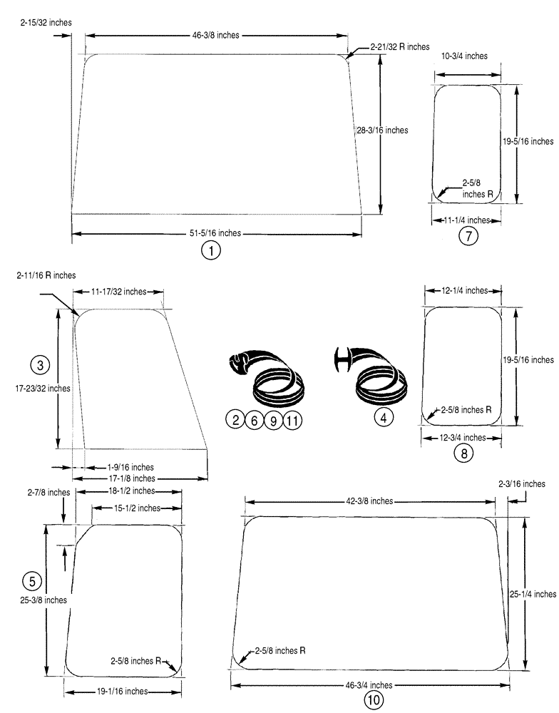 Схема запчастей Case 750H - (09-28) - CAB GLASS (09) - CHASSIS