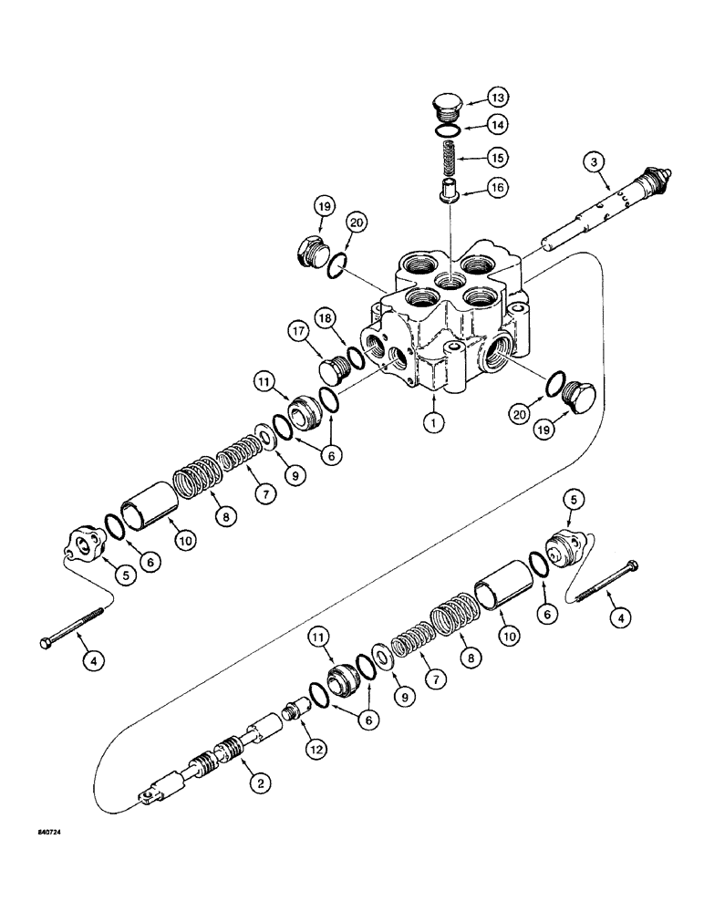 Схема запчастей Case 1187 - (224) - ONE SPOOL CONTROL VALVE (07) - HYDRAULIC SYSTEM