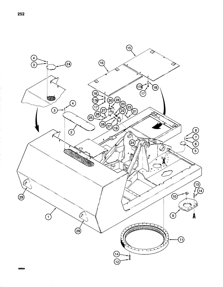 Схема запчастей Case 1280 - (252) - TURNTABLE AND BEARING (04) - UNDERCARRIAGE