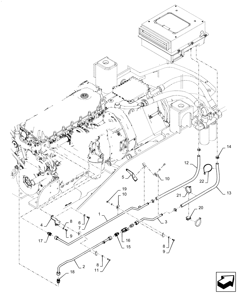 Схема запчастей Case 1021F - (50.104.01) - HEATER LINE INSTALLATION (50) - CAB CLIMATE CONTROL