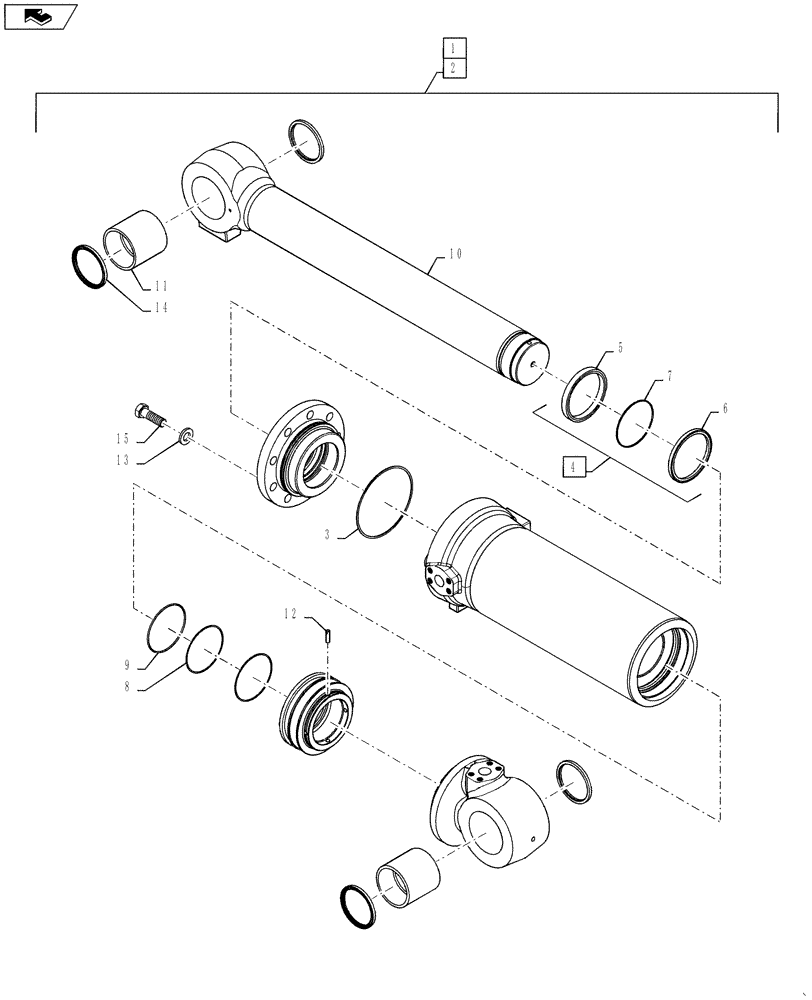 Схема запчастей Case 1021F - (35.160.01[04]) - TILT CYLINDER ASSEMBLY, Z-BAR, XR (35) - HYDRAULIC SYSTEMS